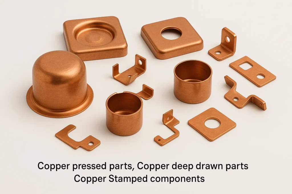 Copper pressed parts, Copper deep drawn parts, Copper Stamped components