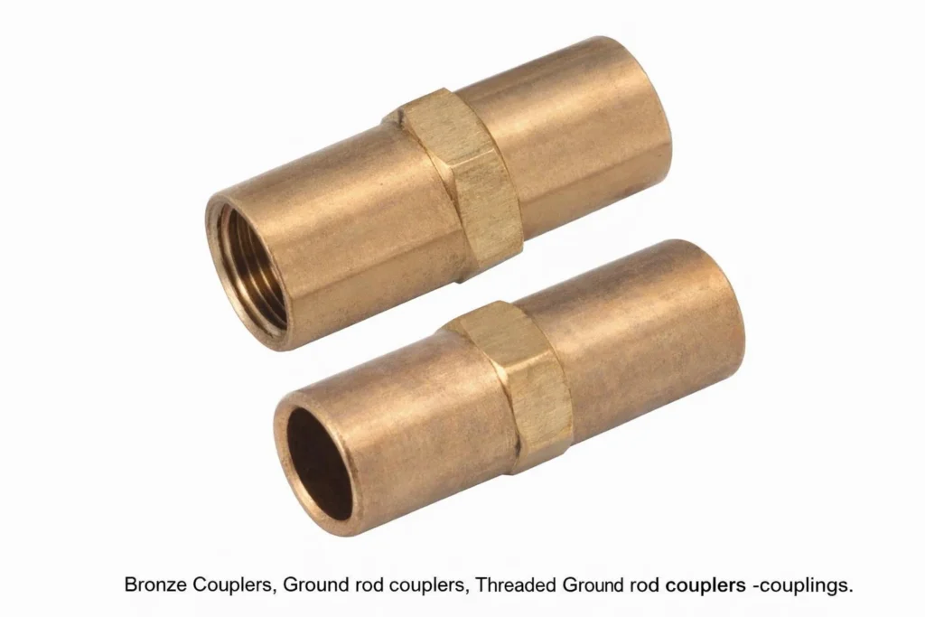 Bronze Ground rod couplers, Threaded Bronze couplers, Erath rod couplings, Brass and Bronze Couplers
