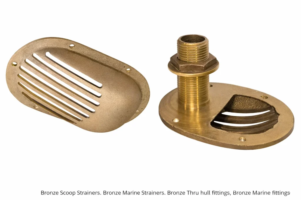 Bronze Scoop Strainers, Bronze Marine Strainers, Bronze Thru hull fittings. Bronze Marine fittings