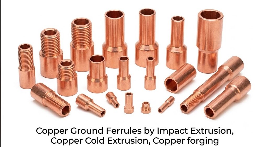 Copper Ground Ferrules by Impact Extrusion, Copper Cold Extrusion, Copper forging