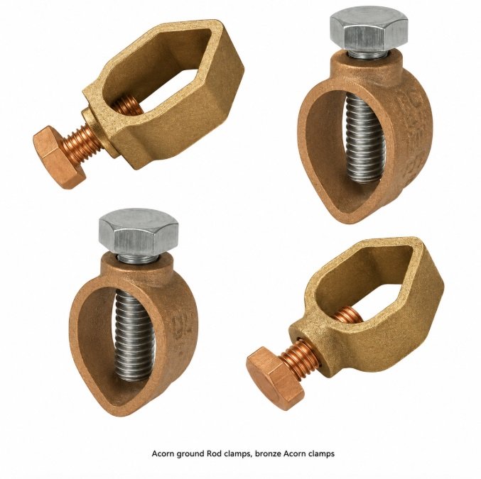 Acorn ground Rod clamps, bronze Acorn clamps