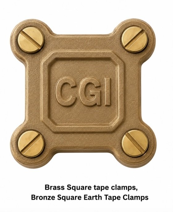 Brass Square tape clamps, Bronze Square Earth Tape Clamps